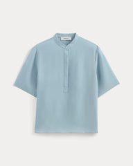 The Popover Top in Washable Silk | Soft Blue