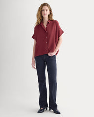 The Boxy Shirt in Washable Silk | Pomegranate