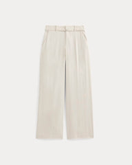 Wide-Leg Belted Pant in Stretch Linen | Birch | Long