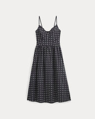 Midi Dress in Cotton Silk Voile | Black