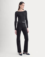 Luxe Rib Boatneck Top | Black