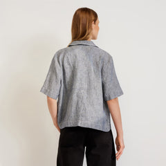 The Linen Workwear Shirt | Canvas Tan / Navy