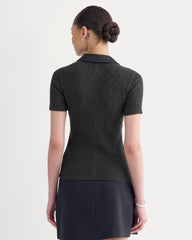 The Cozy Rib Polo | Black