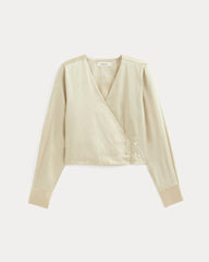 Wrap Top in Silk Charmeuse | Peyote