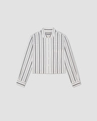 The Way-Short Shirt in Silky Cotton | Bone / Black