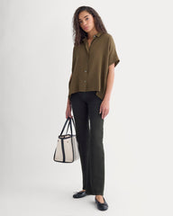The Boxy Shirt in Washable Silk | Beech