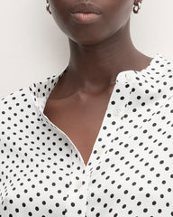 The Hammered Satin Popover Shirt | Bone / Black Polka Dot