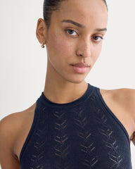 The Pointelle Racerback Tank in Ultrafine Merino | Navy