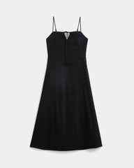 Tie-Neck Dress in Stretch Linen | Black