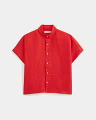 The Boxy Shirt in Linen | Fiery Red