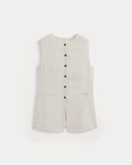 Long Vest in Stretch Linen | Birch