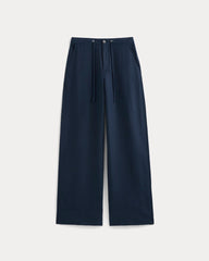 Wide-Leg Drawstring Pant in Linen | Navy