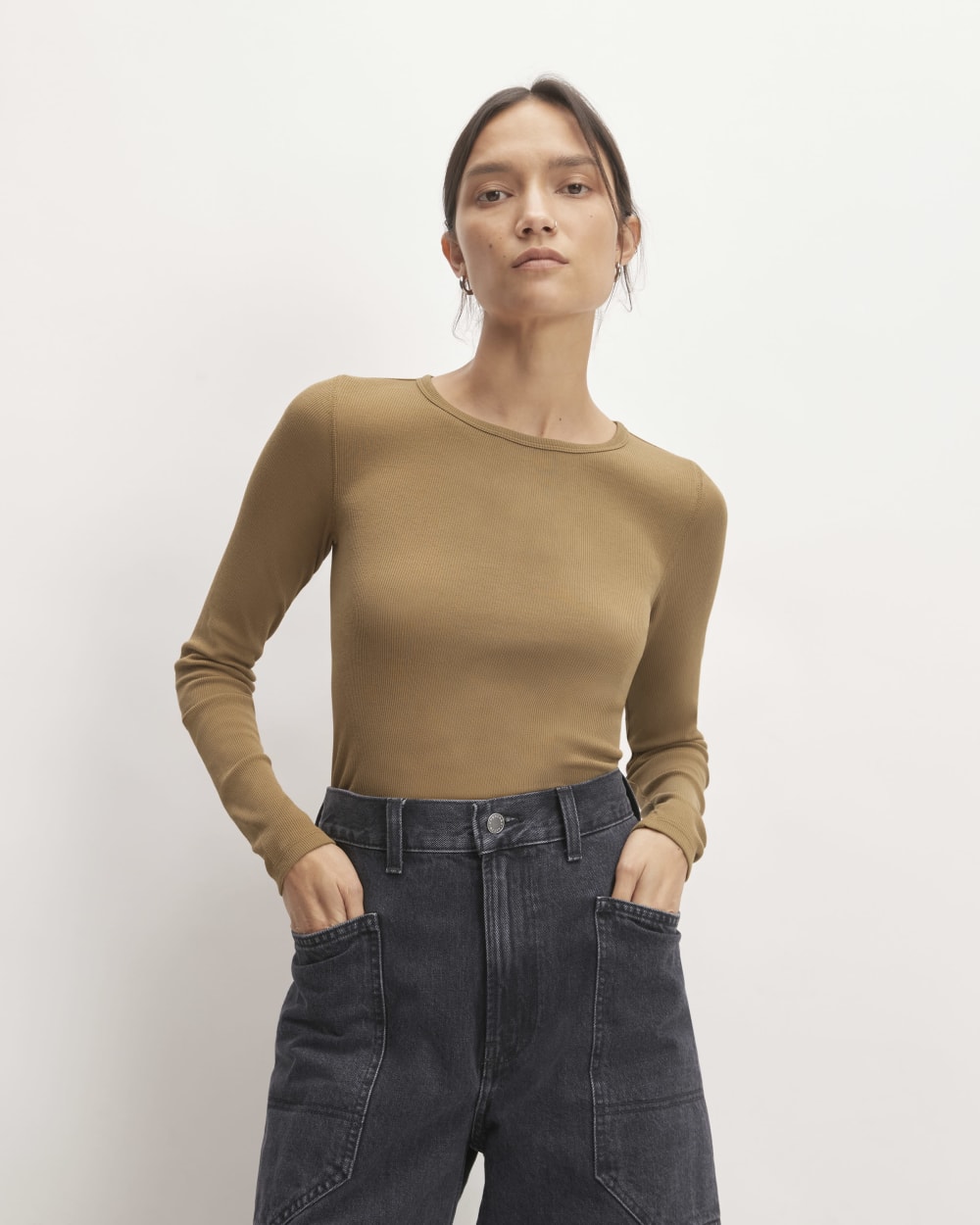 The Luxe Rib Long-Sleeve Crew | Coffee Bean