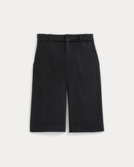Long Tailored Short in Stretch Linen | Black