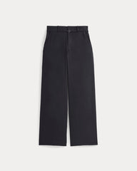 Wide-Leg Belted Pant in Stretch Linen | Black | Long