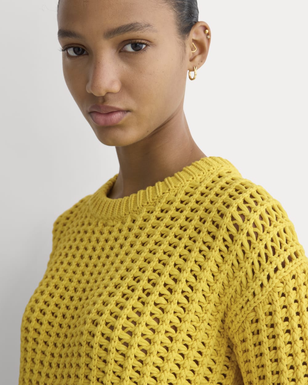 Open-Knit Crew in Elevated Cotton | Passion Fruit