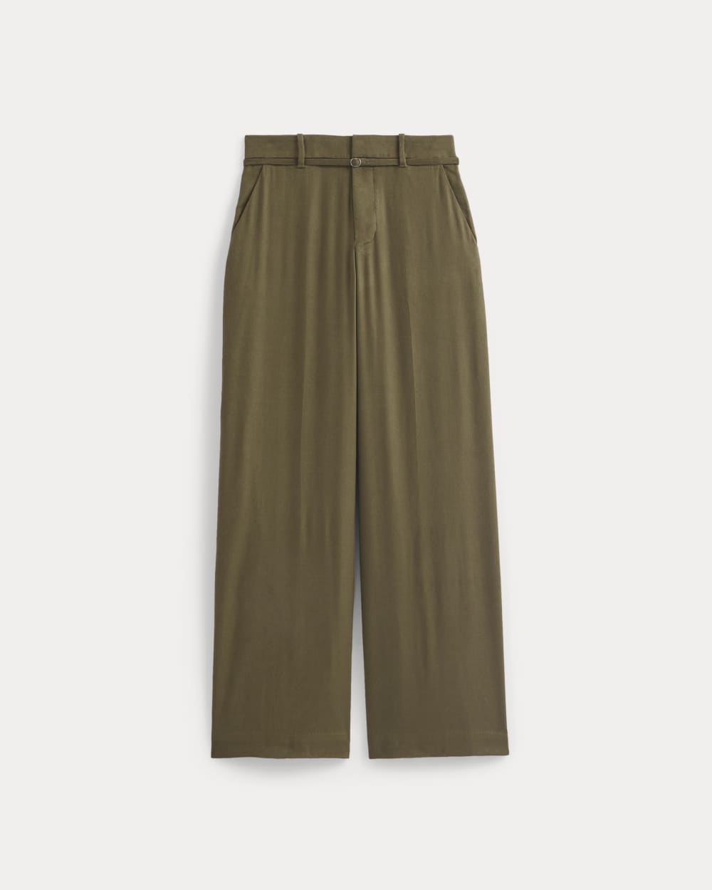 Wide-Leg Belted Pant in Stretch Linen | Beech | Long