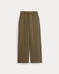 Wide-Leg Belted Pant in Stretch Linen | Beech | Regular