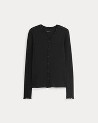 Sheer V-Neck Cardigan in Butterluxe | Black