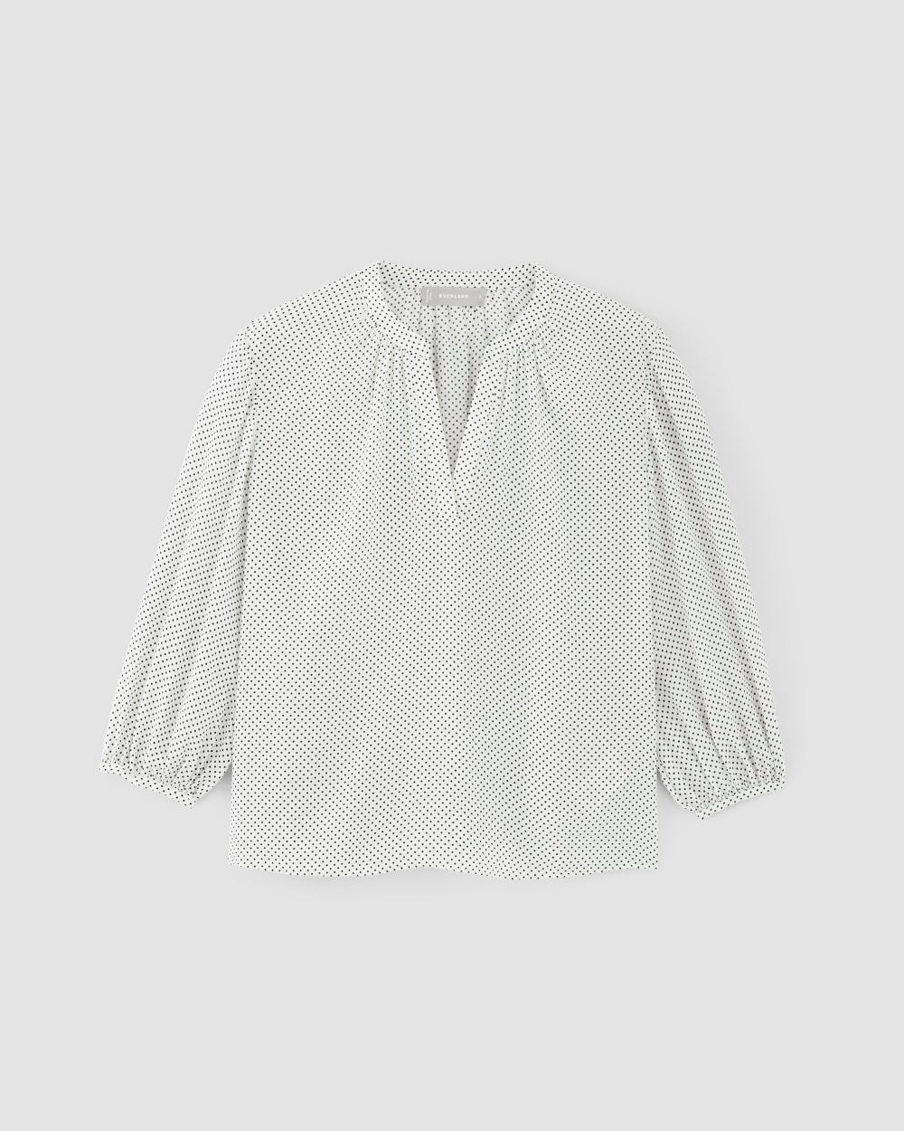 The Washable Clean Silk V-Neck Top | Bone / Black Polka Dot