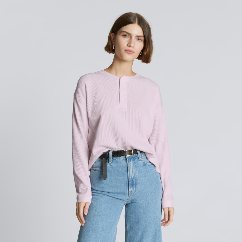 The Organic Cotton Waffle Henley | Light Lilac