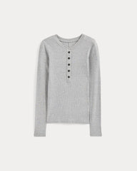 The Luxe Rib Henley | Classic Heather Grey