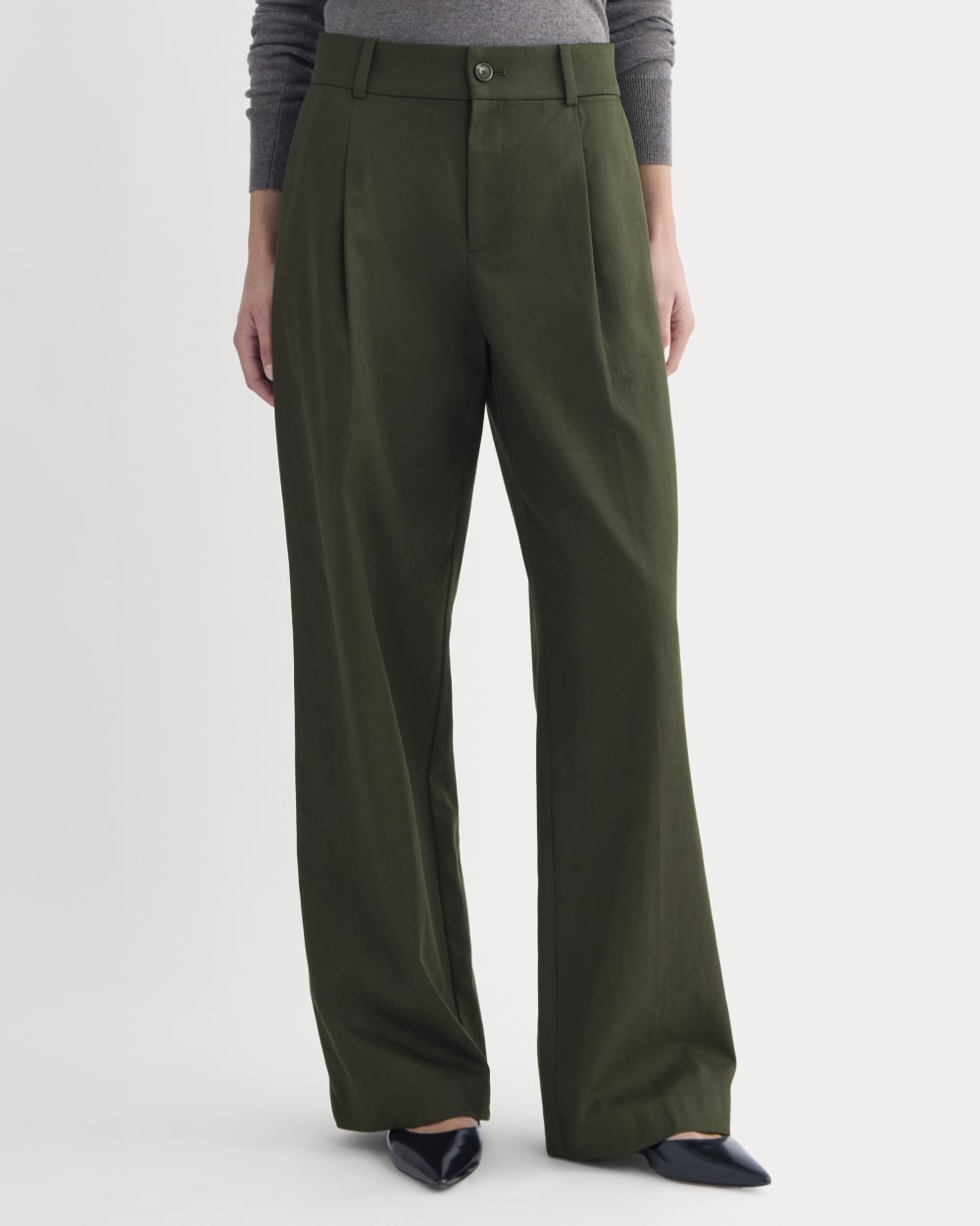 Wide-Leg Trouser in Buttersmooth | Dark Green | 32 Inseam