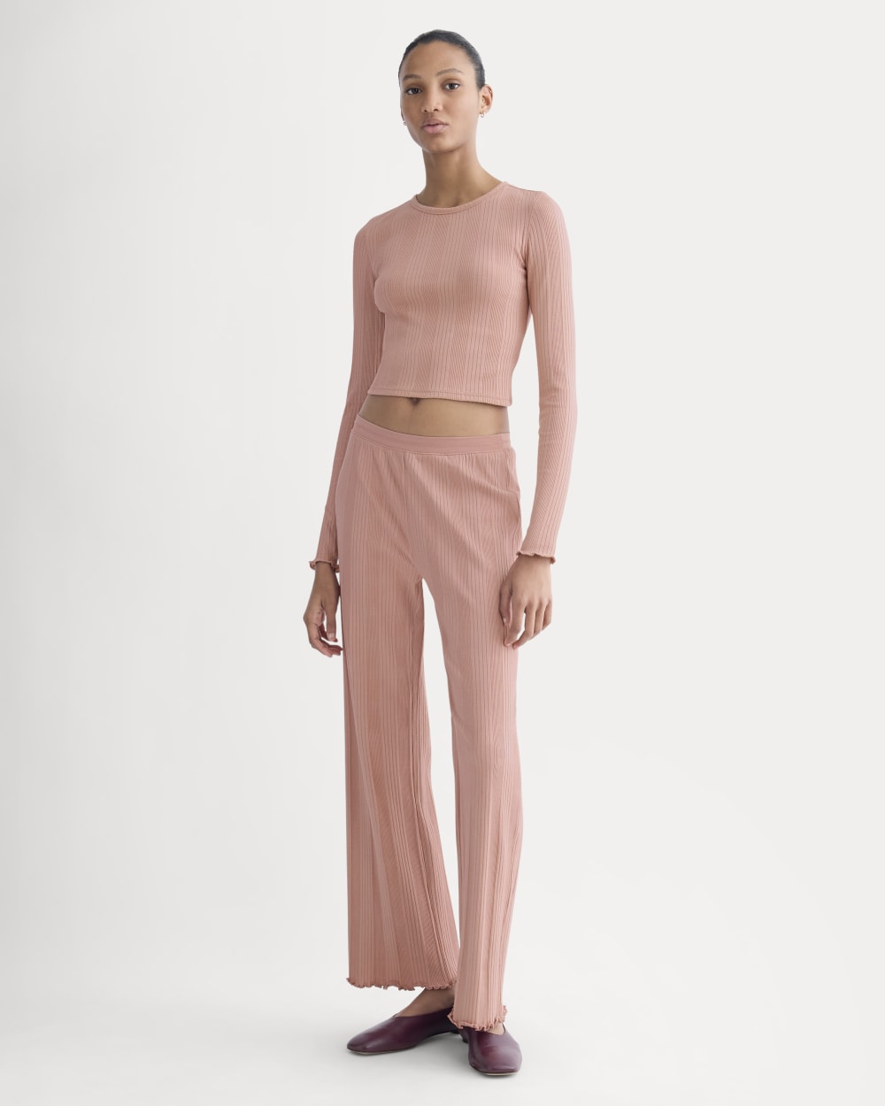 Lounge Rib Cropped Shirt | Ash Rose