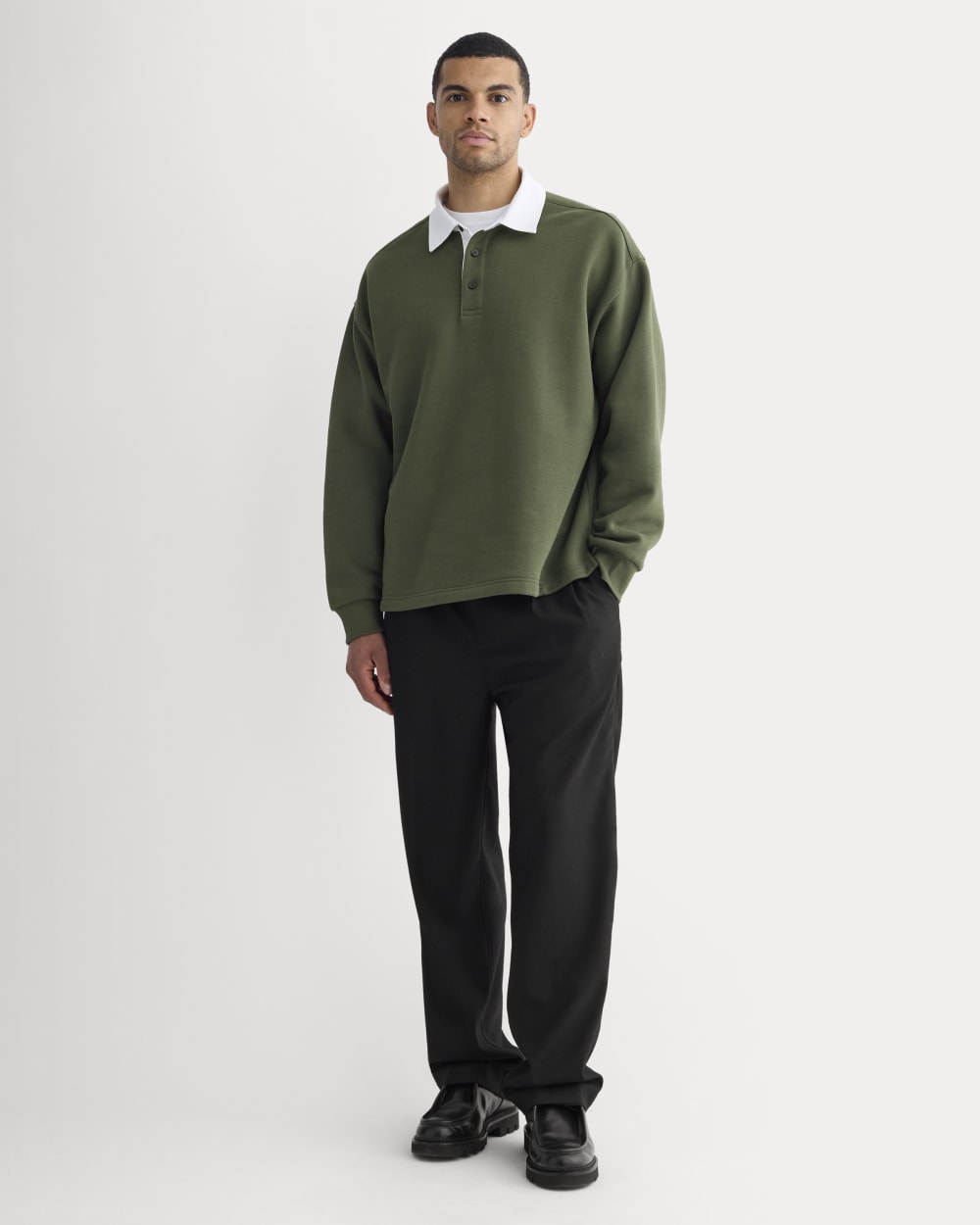 Luxe Fleece Rugby Polo | Dark Forest
