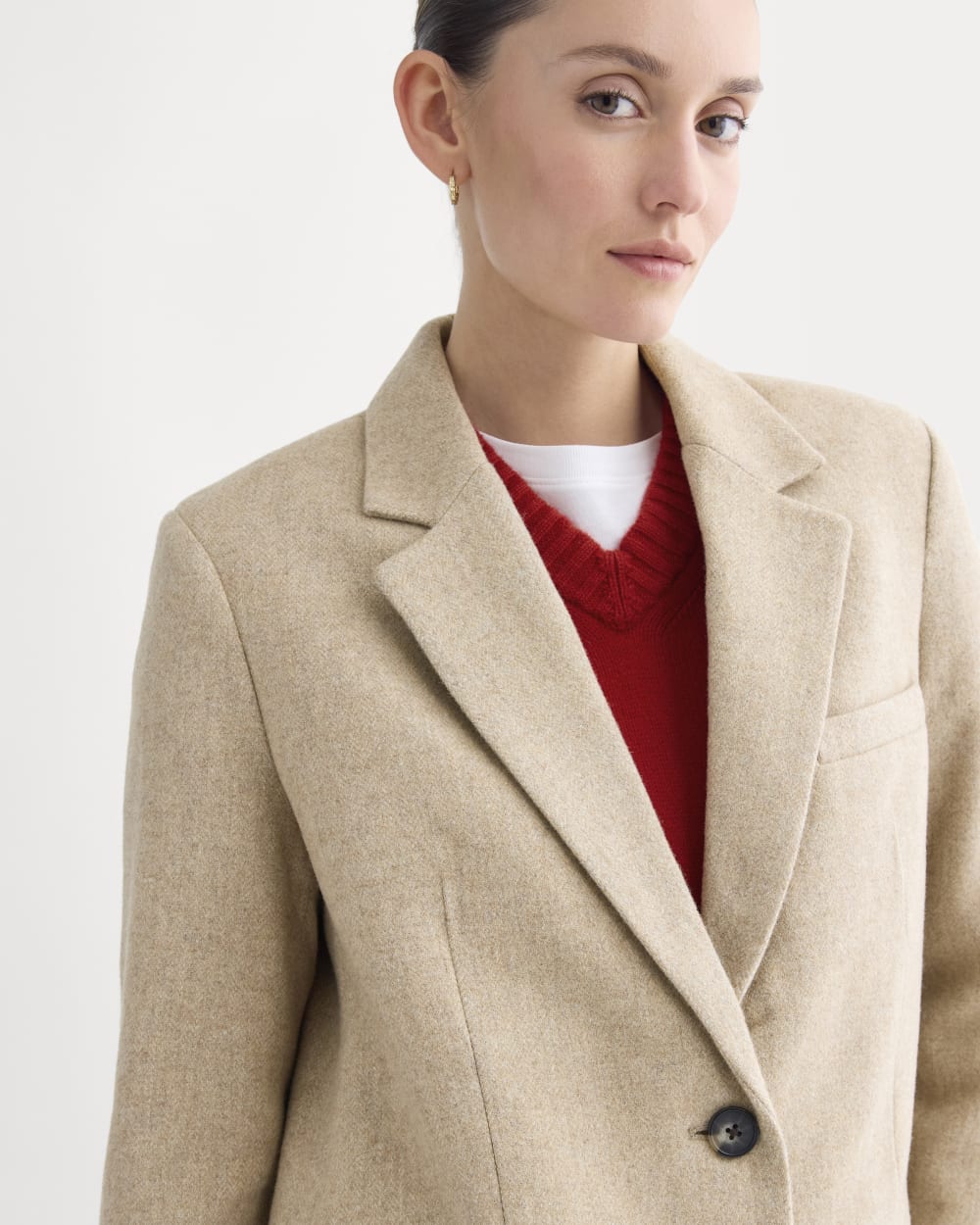 The Oversized Blazer in Wool | Taupe Herringbone
