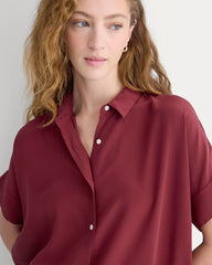 The Boxy Shirt in Washable Silk | Pomegranate