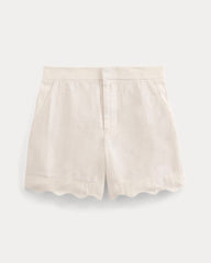 Scalloped Edge Short in Linen | Bone