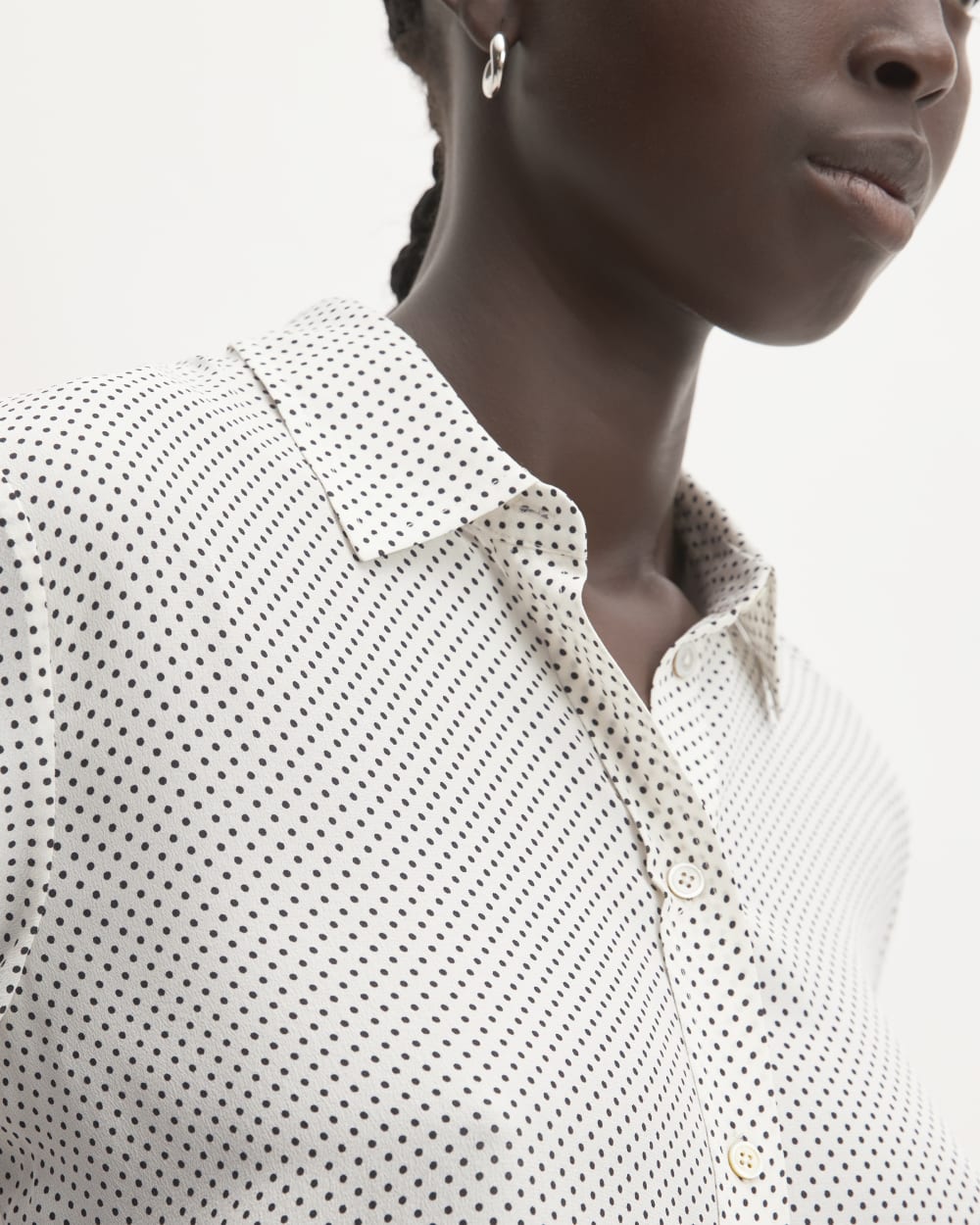 The Must-Have Shirt in Washable Silk | Bone / Black Polka Dot