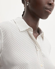 The Must-Have Shirt in Washable Silk | Bone / Black Polka Dot