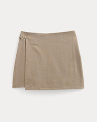 Wrap Mini Skort in Tailor Twill | Light Taupe