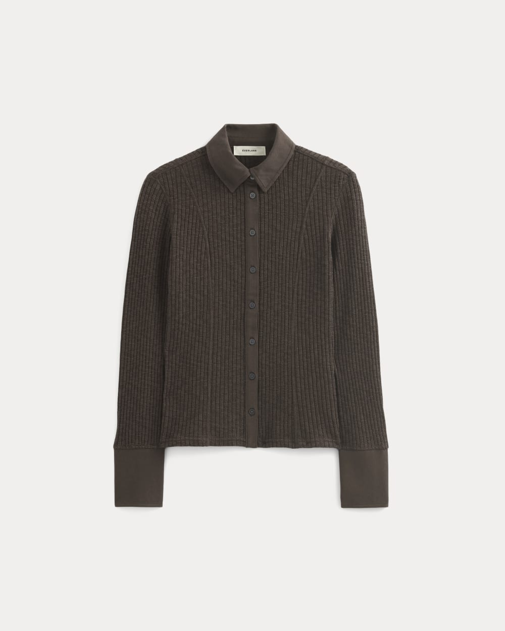 Cozy Rib Button-Up | Coffee Bean