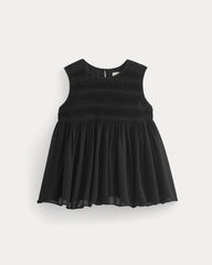 Twisted Pleat Tank in Silk Georgette | Black