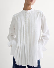 The Pleated Shirt in Silky Cotton | White