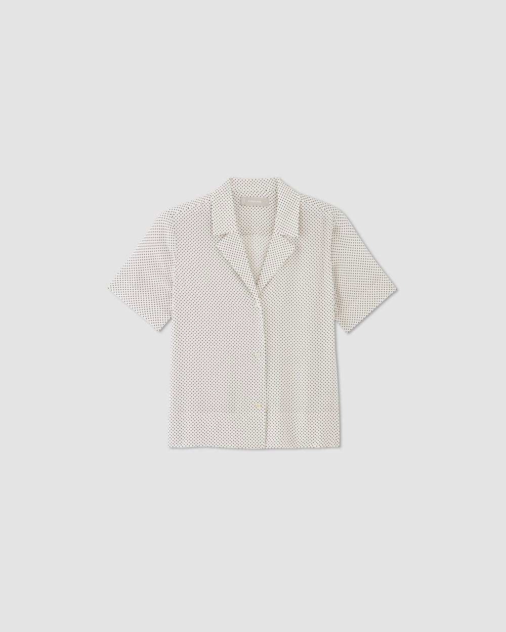 The Notch Shirt in Washable Silk | Bone / Black Polka Dot