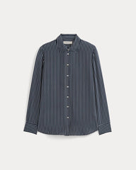 The Must-Have Shirt in Washable Silk | True Navy / Bone Stripe
