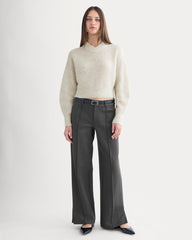 Ponte Wide-Leg Trouser | Heathered Soot
