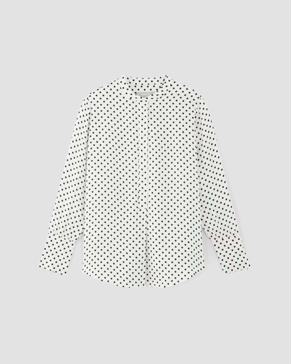 The Hammered Satin Popover Shirt | Bone / Black Polka Dot