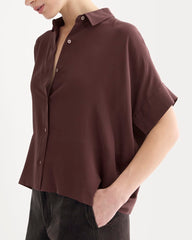 The Boxy Shirt in Washable Silk | Deep Plum
