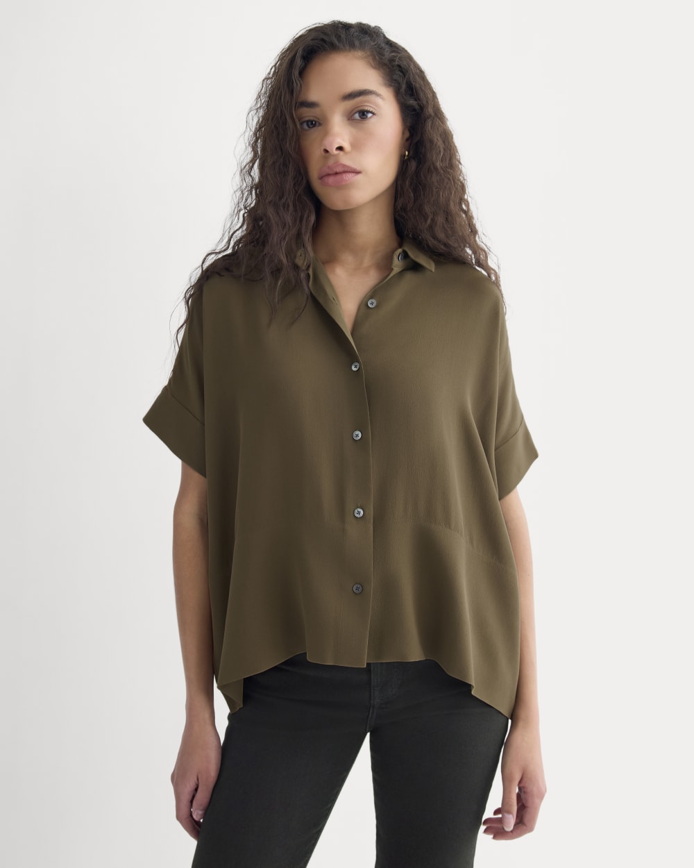The Boxy Shirt in Washable Silk | Beech