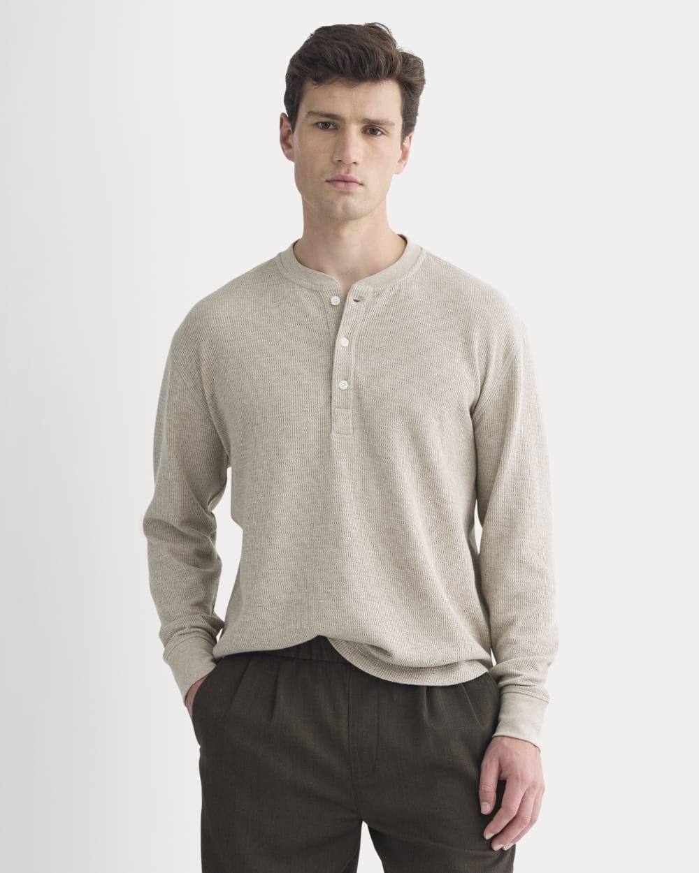 Thermal Henley in Cozy Waffle | Heathered Oatmeal