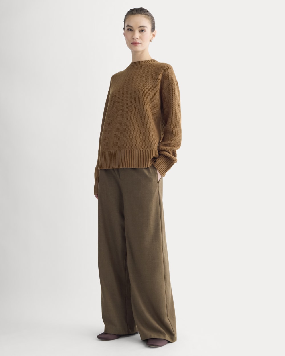 The Cotton Honeycomb Square Crew | Toffee