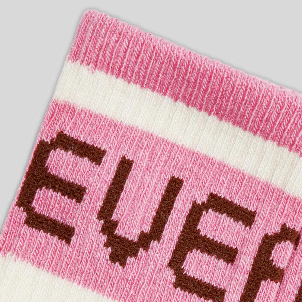 The Ribbed Sweater Sock | Canvas Tan / Fuschia Pink