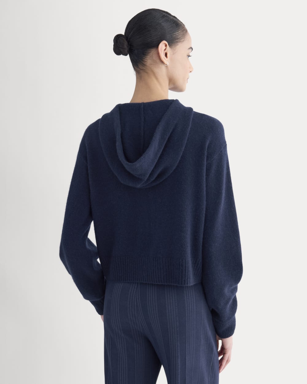 Full-Zip Hoodie in Wool Cashmere | Navy