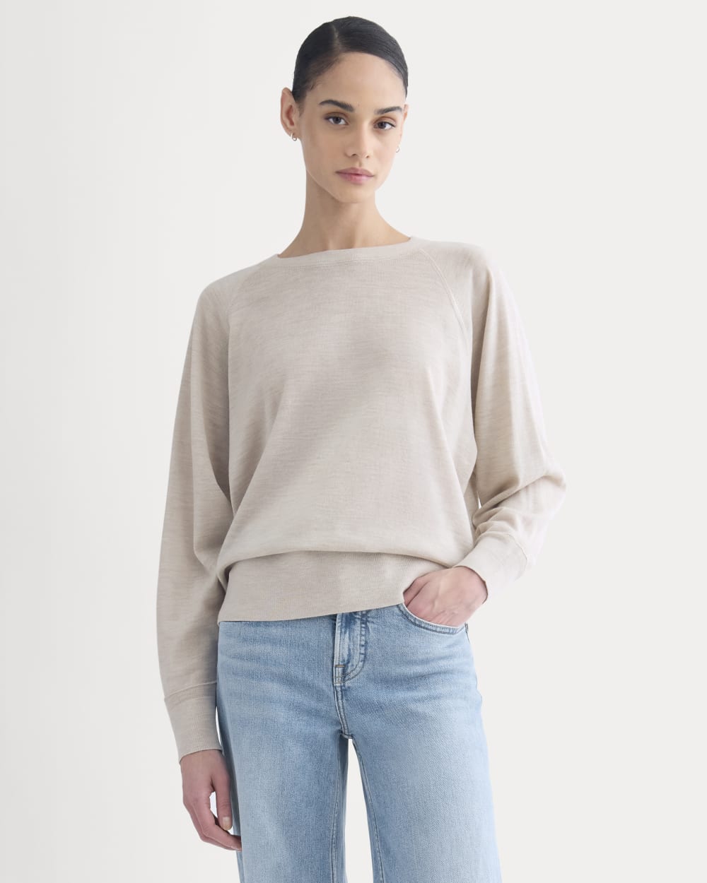 Raglan Sweater in Ultrasoft Merino | Heathered Oat