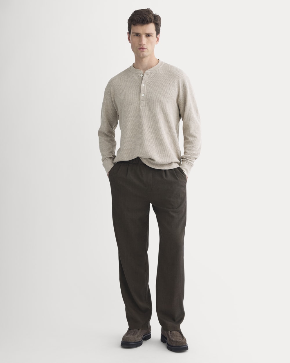 Thermal Henley in Cozy Waffle | Heathered Oatmeal